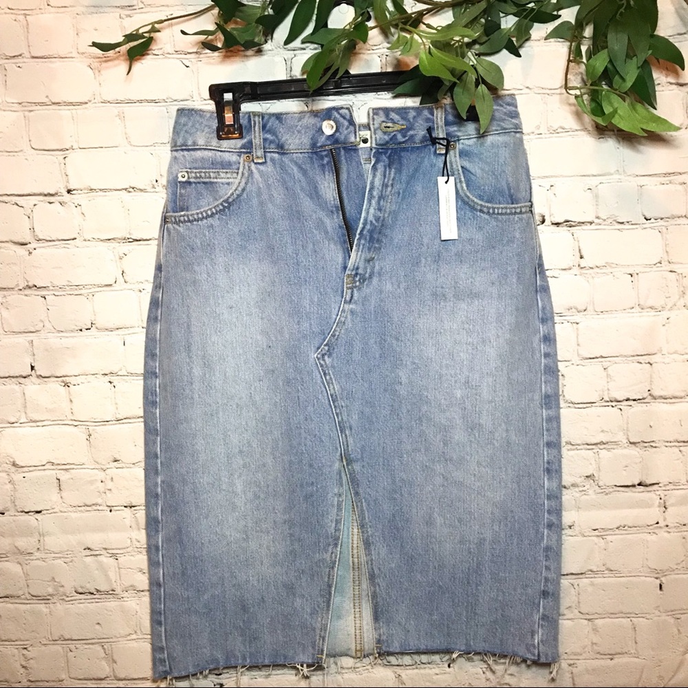 💕 TOPSHOP MOTO Denim Skirt | Midi